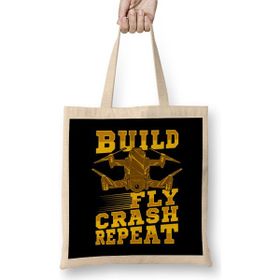 Humuts Build Fly Crash Repeat Cute Drone Pilot Flying Pun Bez Çanta