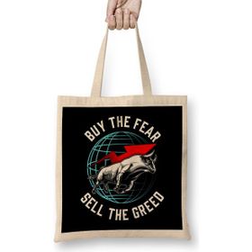 Humuts Buy The Fear Sell The Greed Bull Market Investing Bez Uzun Saplı Açık Bej Rengi Çanta