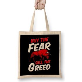 Humuts Buy The Fear Sell The Greed Bull Market Investing Bez Uzun Saplı Açık Bej Rengi Çanta