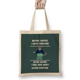 Humuts CAT Funny Coffee Drinks Lover Gift Quote Ninja - Vintage Retro Rainbow Style Bez Kadın Günlük Çanta