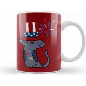 Humuts Cat Independence Day 4th Of July Gift Celebration Patriotic Kupa Bardak