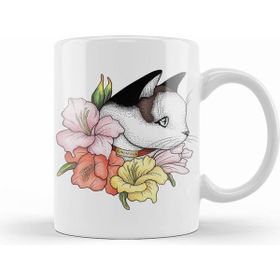Humuts Cat Portrait In Gladiolus Flowers Pink Edition Kedi Kupa Bardak