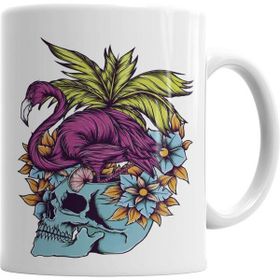 Humuts Caveira Tropical Flamingo Skull Kupa Bardak