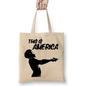 Humuts Childish Gambino This is America Uzun Saplı Açık Bej Bez Çanta
