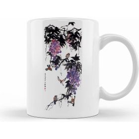 Humuts Chinese Painting Birds Playing Around Grapes Kupa