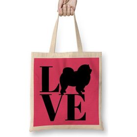 Humuts Chow Chow Dog Love Chow Chow 01 Açık Bej Uzun Saplı Bez Çanta