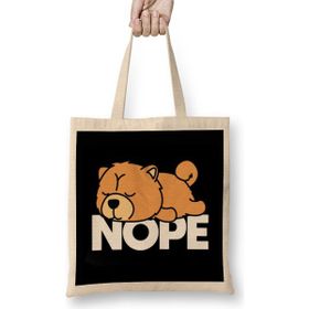 Humuts Chow Chow Dog Nope Açık Bej Uzun Saplı Bez Çanta