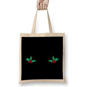 Humuts Christmas Chest Holly Açık Bej Uzun Saplı Bez Çanta