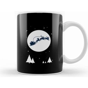 Humuts Christmas Night Silhouette Sleigh Bells Reindeer Kupa Bardak