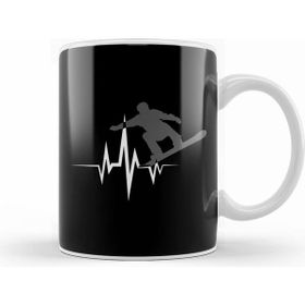 Humuts Cool Snowboarder Heartbeat Snowboarding Heart Beat Beyaz Kupa
