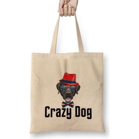 Humuts Crazy Dog Açık Bej Uzun Saplı Bez Çanta