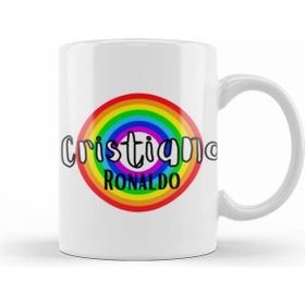 Humuts Cristiano Ronaldo Retro Rainbow Style Beyaz Kupa