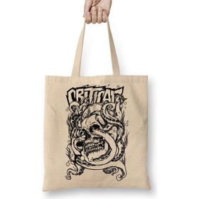 Humuts Criticalz Skull Açık Bej Uzun Saplı Bez Çanta
