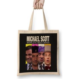 Humuts Crying Michael Scott 05 Açık Bej Uzun Saplı Bez Çanta
