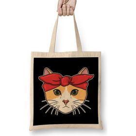 Humuts Cute Adorable Gangster Bandana Cat Thug Kitty Uzun Saplı Bez Çanta