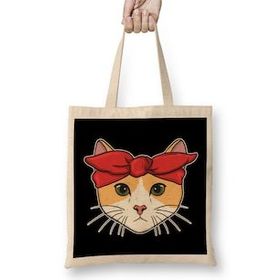 Humuts Cute Adorable Gangster Bandana Cat Thug Kitty Uzun Saplı Bez Çanta