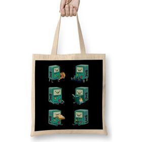 Humuts Cute Adventure Time Bmo Hello 01 Açık Bej Uzun Saplı Bez Çanta