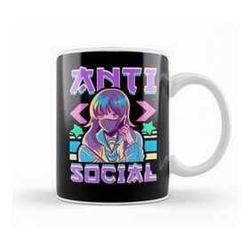 Humuts Cute Anti Social Vaporwave Anime Girl Antisocial Kupa Bardak