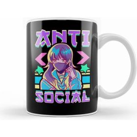 Humuts Cute Anti Social Vaporwave Anime Girl Antisocial Kupa Bardak
