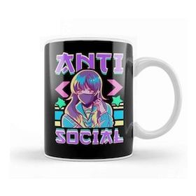 Humuts Cute Anti Social Vaporwave Anime Girl Antisocial Kupa Bardak