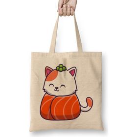Humuts Cute Cat Sushi Salmon Bez Çanta