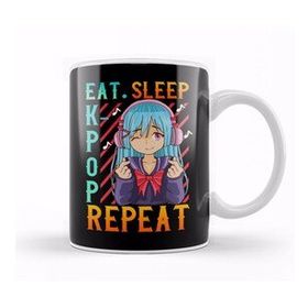 Humuts Cute Eat Sleep K Pop Repeat Kawaii Anime Girl Kpop Kupa Bardak