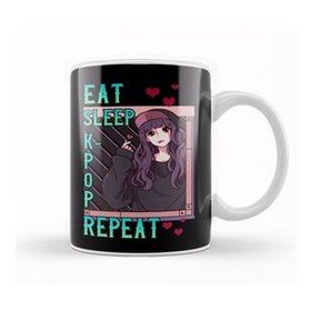 Humuts Cute Eat Sleep K Pop Repeat Korean Music Kpop Girl Kupa Bardak