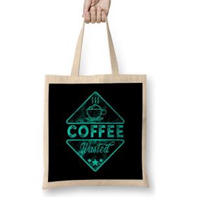Humuts Cute Funny Coffee Wasted Retro Caffeine Pun Uzun Saplı Açık Bej Bez Çanta