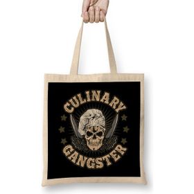 Humuts Cute Funny Culinary Gangster Cooking Pun Uzun Saplı Açık Bej Bez Çanta
