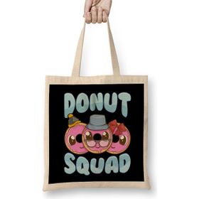 Humuts Cute Funny Donut Squad Donut Lover Uzun Saplı Açık Bej Bez Çanta