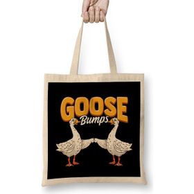 Humuts Cute Funny Goose Bumps Goosebumps Animal Pun Uzun Saplı Açık Bej Bez Çanta