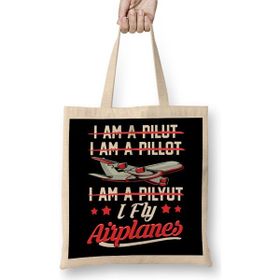 Humuts Cute Funny I Fly Airplanes Pilot Joke Flying Pun Uzun Saplı Açık Bej Bez Çanta
