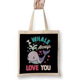 Humuts Cute Funny I Whale Always Love You Animal Pun Bez Uzun Saplı Açık Bej Rengi Çanta