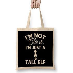 Humuts Cute Funny Im Not Short I M Just A Tall Elf Pun Bez Uzun Saplı Açık Bej Rengi Çanta