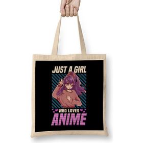 Humuts Cute Funny Just A Girl Who Loves Anime Bez Uzun Saplı Açık Bej Rengi Çanta