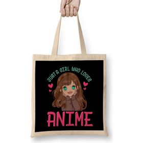 Humuts Cute Funny Just A Girl Who Loves Anime Manga Bez Uzun Saplı Açık Bej Rengi Çanta
