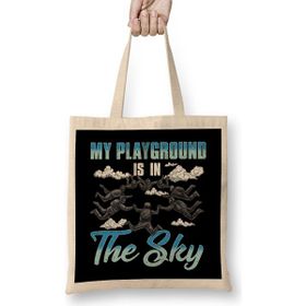 Humuts Cute Funny My Playground Is In The Sky Skydiving Bez Uzun Saplı Açık Bej Rengi Çanta