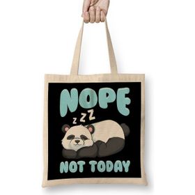 Humuts Cute Funny Nope Not Today Lazy Panda Sleepy Bez Uzun Saplı Açık Bej Rengi Çanta