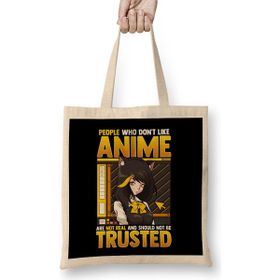 Humuts Cute Funny People Who Don T Like Anime Aren T Real Bez Uzun Saplı Açık Bej Rengi Çanta