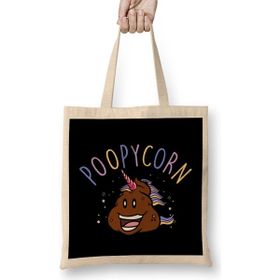 Humuts Cute Funny Poopycorn Adorable Poop Unicorn Bez Uzun Saplı Açık Bej Rengi Çanta