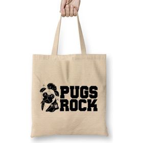 Humuts Cute Funny Pugs Rock Pug Owners Rocker Bez Uzun Saplı Açık Bej Rengi Çanta