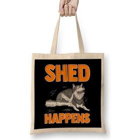 Humuts Cute Funny Shed Happens Siberian Husky Puppy Pun Uzun Saplı Açık Bej Bez Çanta