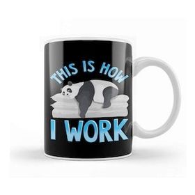 Humuts Cute & Funny This Is How I Work Lazy Panda Working Kupa