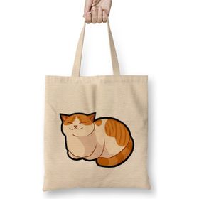 Humuts Cute Ginger Cat Orange & White Fat Tabby Kedi Bez Çanta