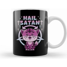 Humuts Cute Hail Satan Cat Pun Kitty Satanic Heavy Metal Kupa Bardak
