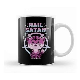 Humuts Cute Hail Satan Cat Pun Kitty Satanic Heavy Metal Kupa Bardak