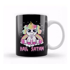 Humuts Cute Hail Satan Unicorn Rainbow Funny Satanic Pun Kupa Bardak