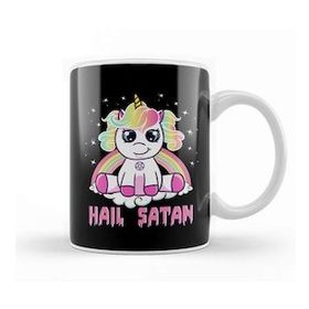 Humuts Cute Hail Satan Unicorn Rainbow Funny Satanic Pun Kupa Bardak