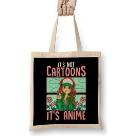 Humuts Cute It S Not Cartoons It S Anime Addicted Pun Uzun Saplı Açık Bej Bez Çanta