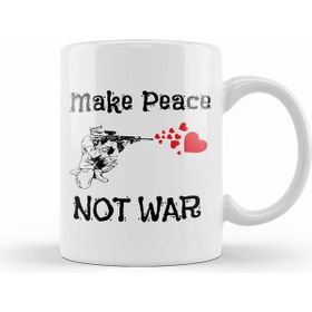 Humuts Cute Make Peace Not War Soldier Shooting Hearts Beyaz Kupa